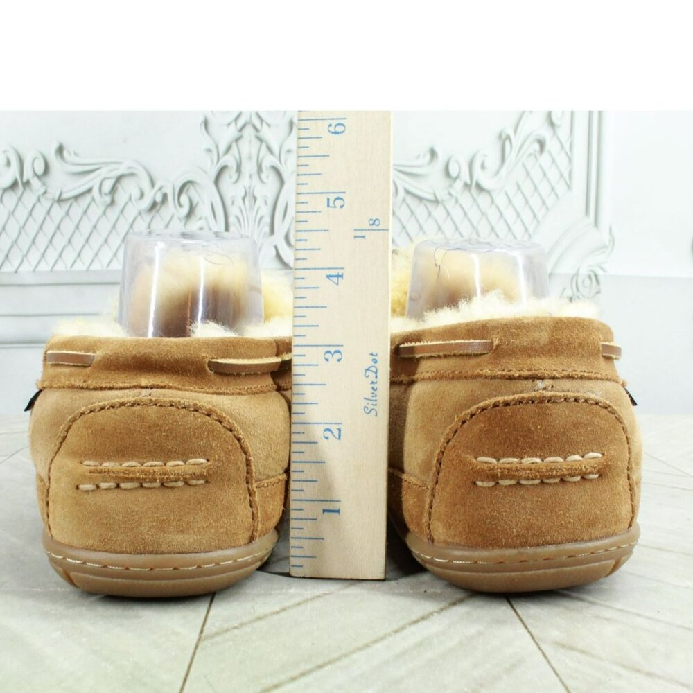 *LL Bean Brown Suede Wicked Good Shearling Moccasin Slippers 12.5 Inches - Picture 5 of 9